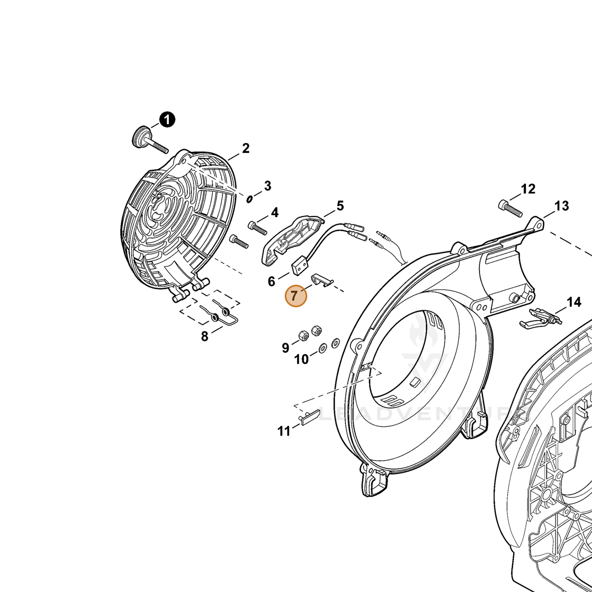 ECHO part A446000000 — IPL diagram snippet (6x zoom, amber highlight)