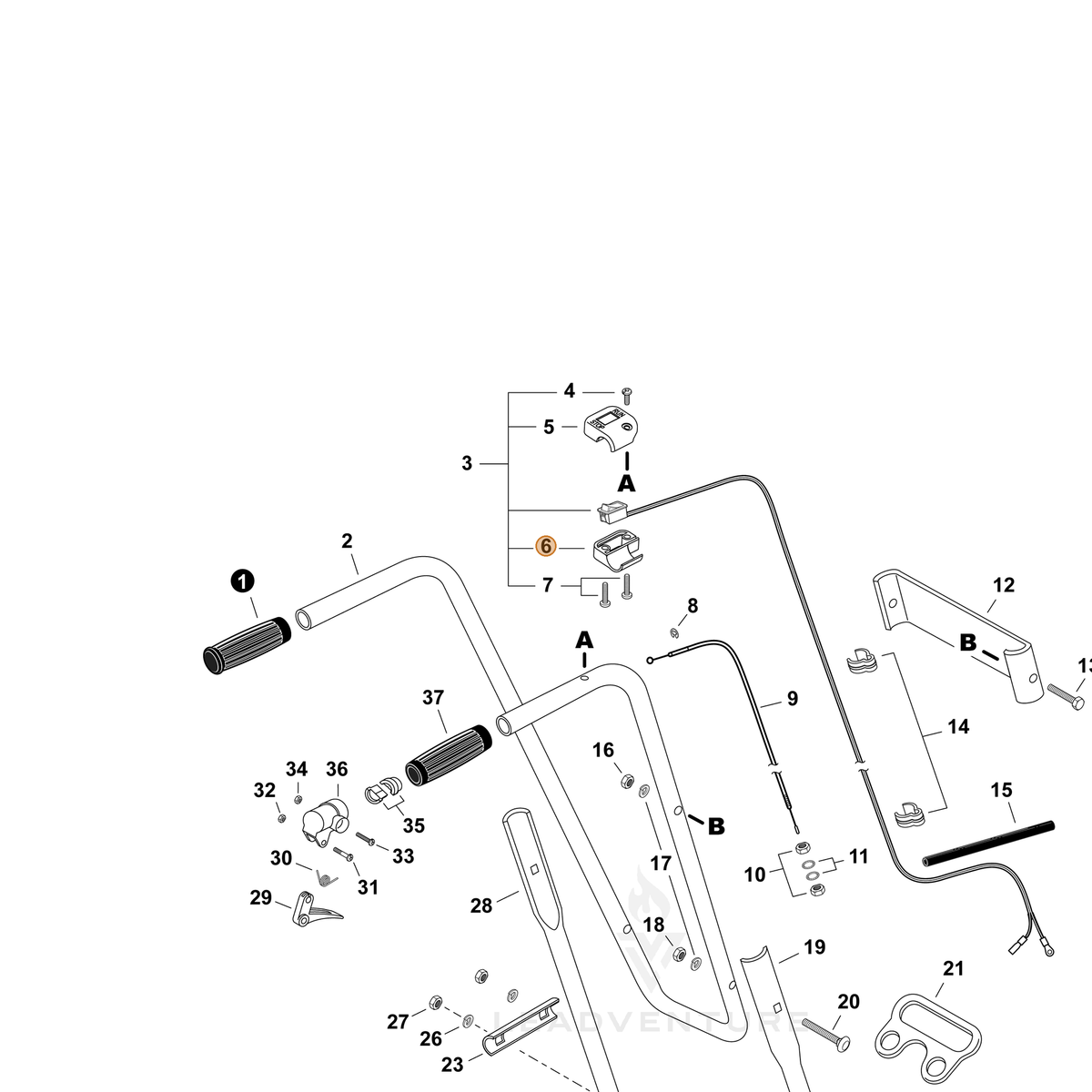 ECHO part A472000080 — IPL diagram snippet (6x zoom, amber highlight)