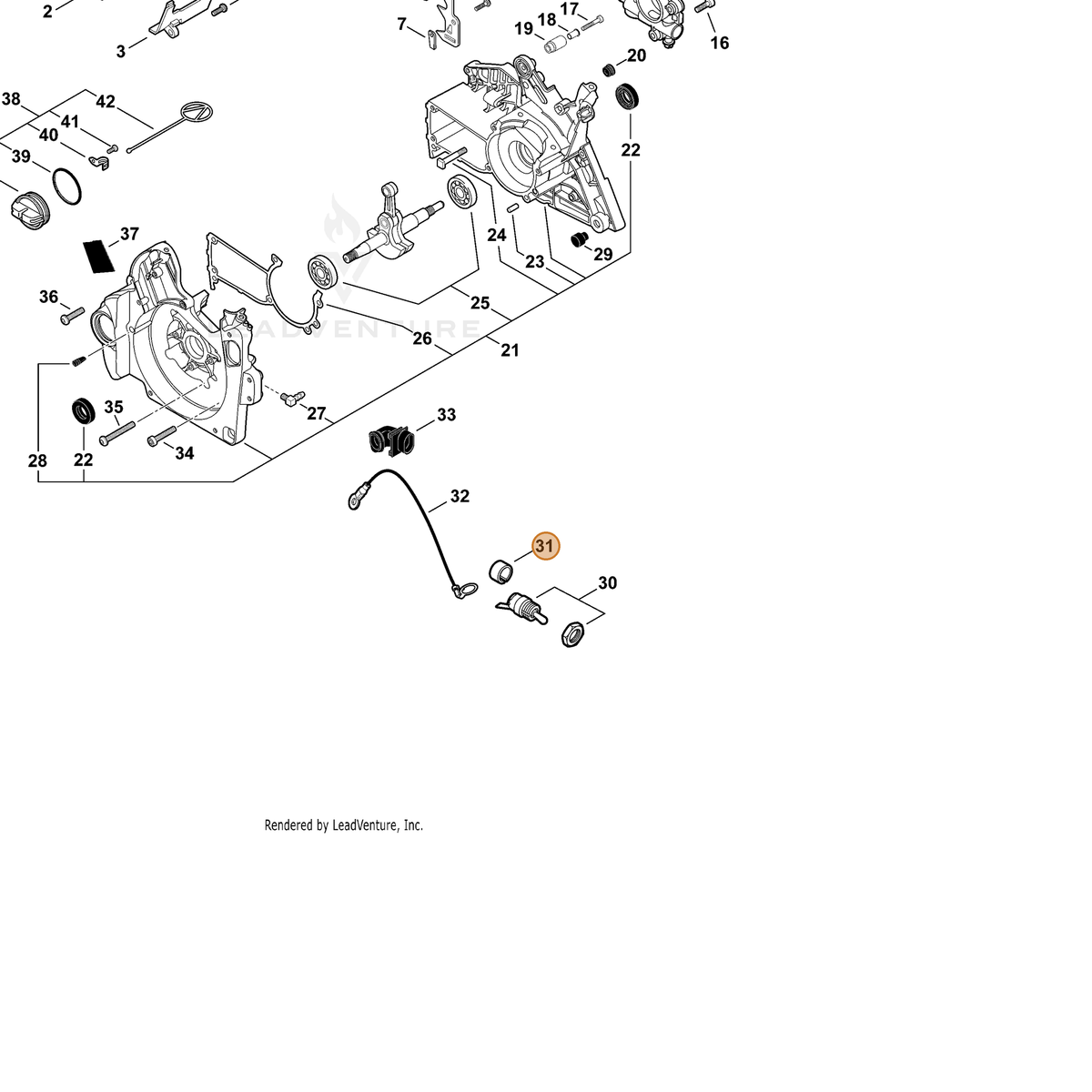 ECHO part A472000091 — IPL diagram snippet (6x zoom, amber highlight)