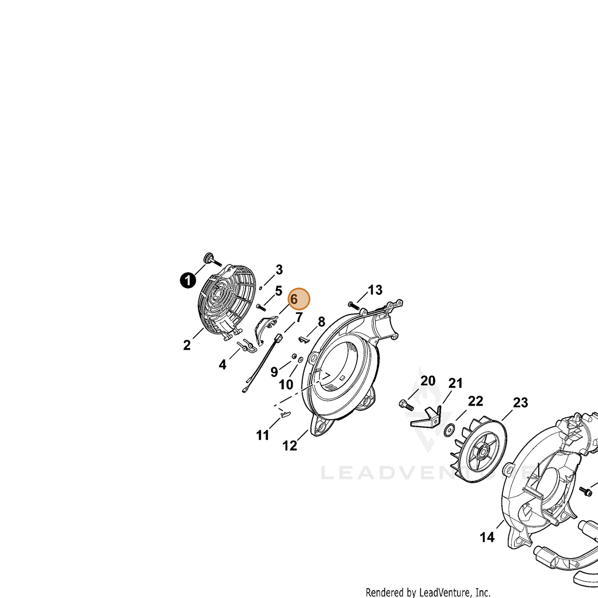 ECHO part A473000020 — IPL diagram snippet (6x zoom, amber highlight)