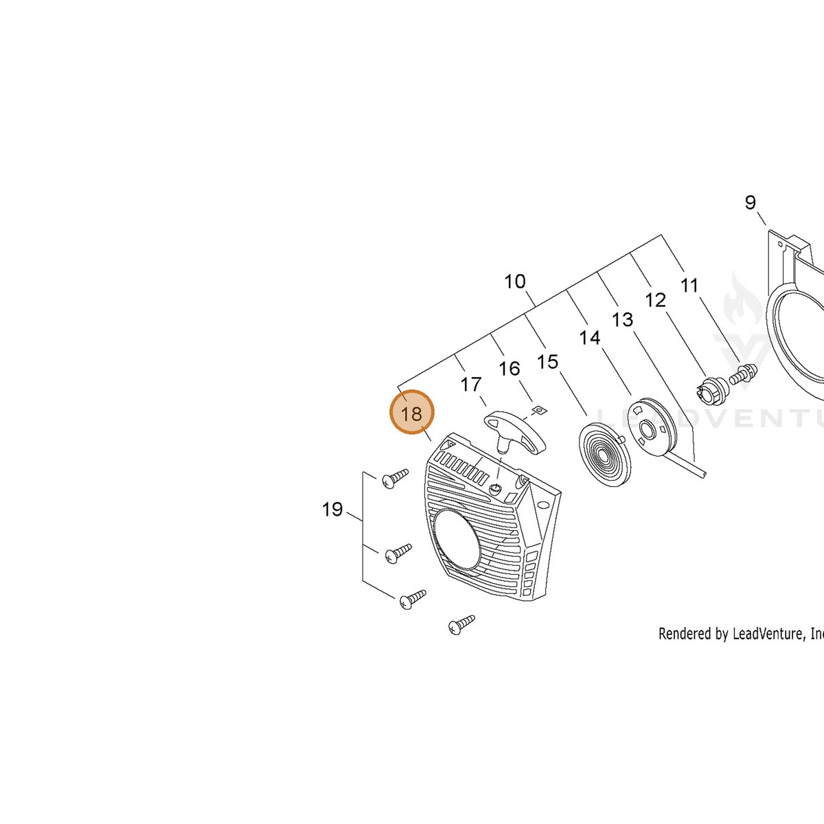 ECHO part A500000151 — IPL diagram snippet (6x zoom, amber highlight)