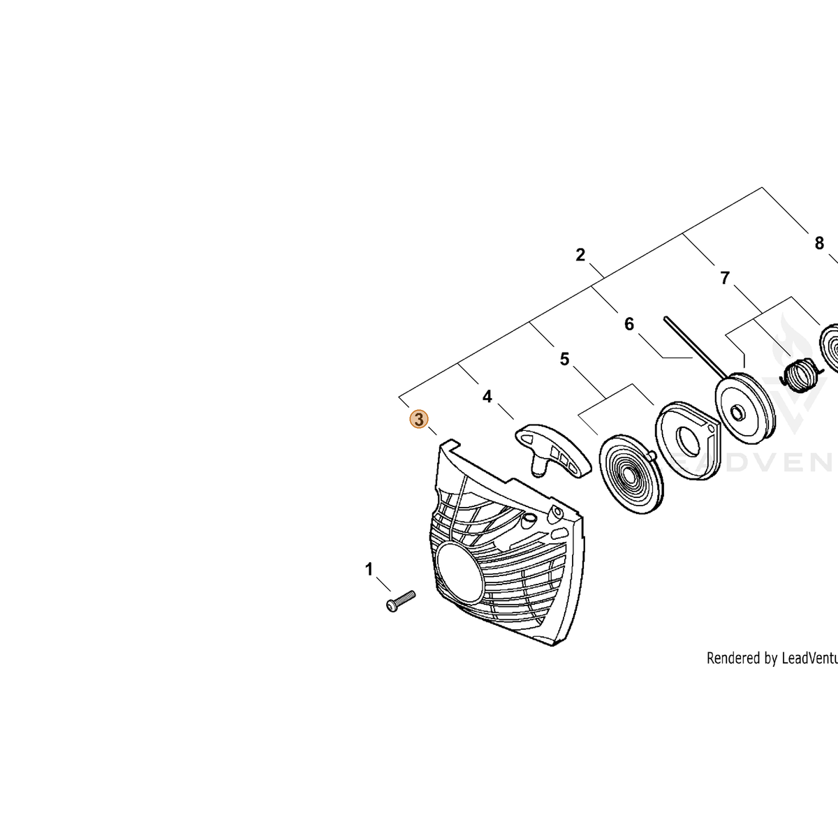 ECHO part A500000421 — IPL diagram snippet (6x zoom, amber highlight)
