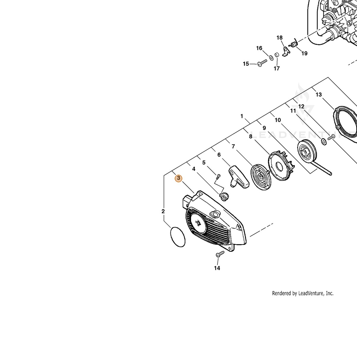 ECHO part A500000460 — IPL diagram snippet (6x zoom, amber highlight)