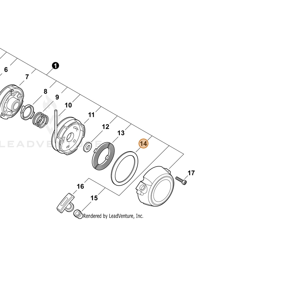 ECHO part A503000020 — IPL diagram snippet (6x zoom, amber highlight)