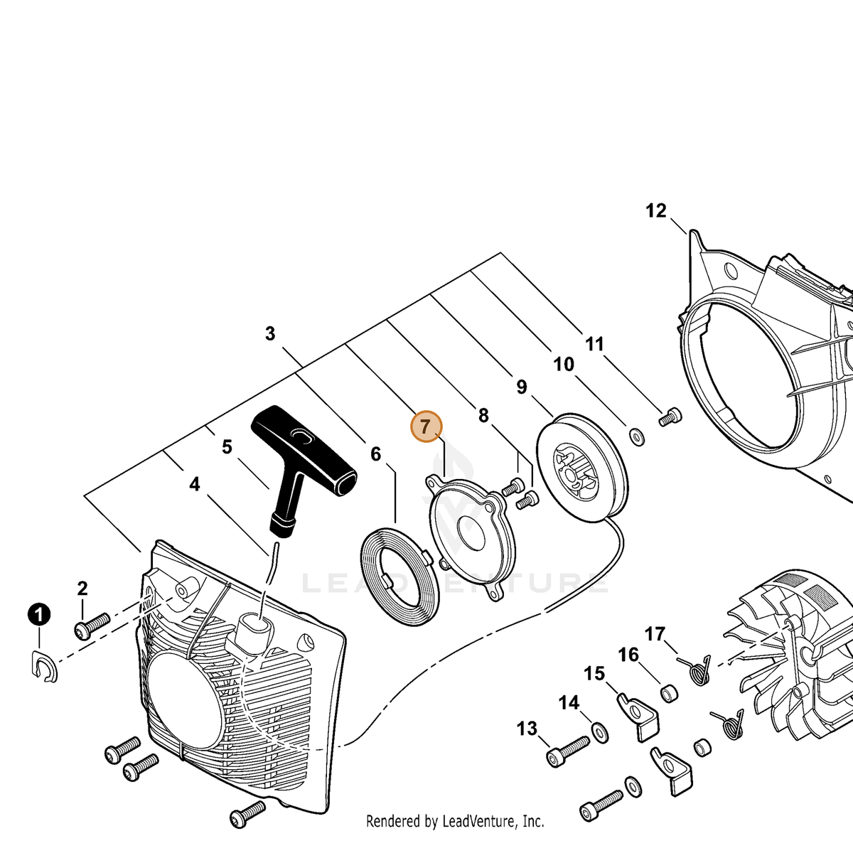ECHO part A503000032 — IPL diagram snippet (6x zoom, amber highlight)