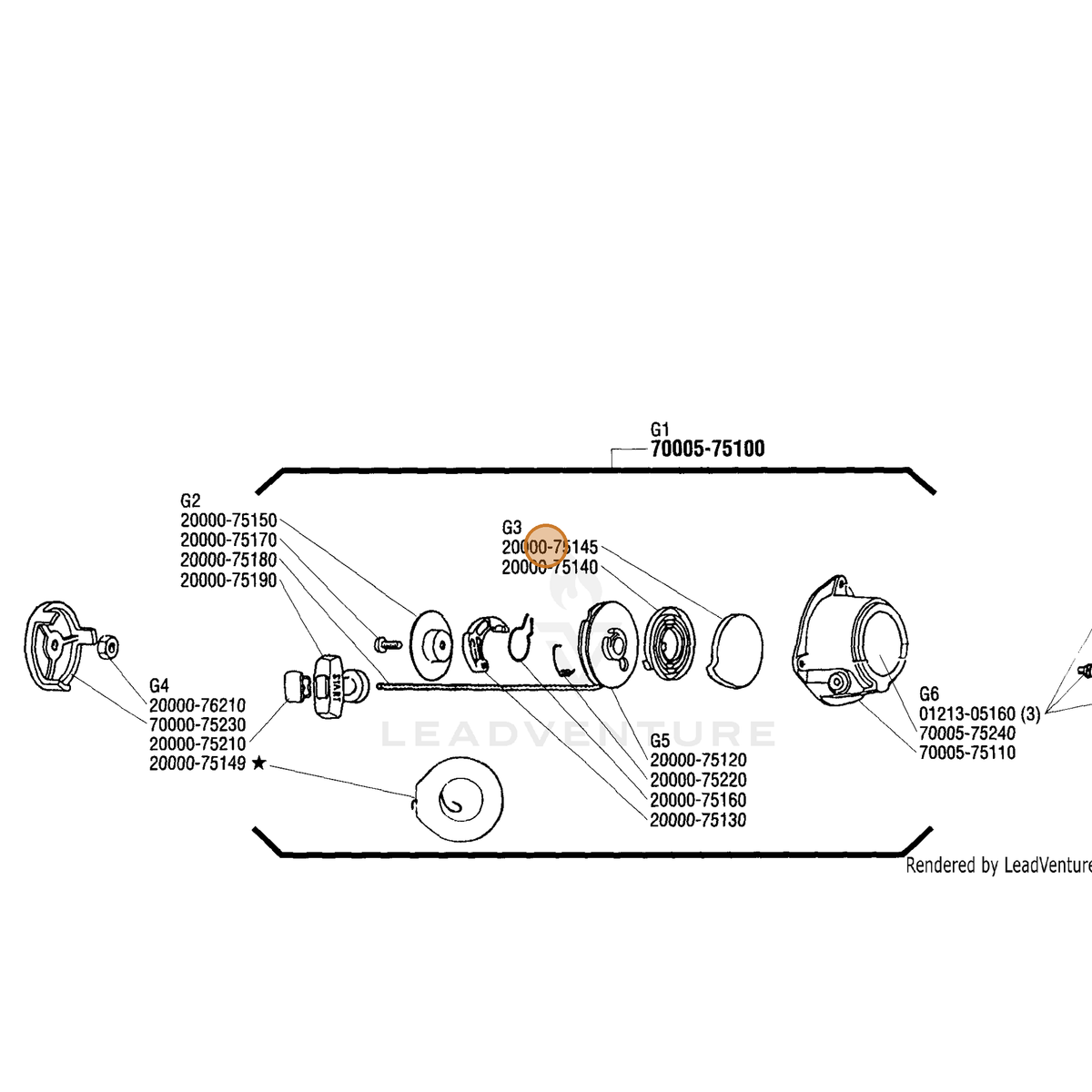 Echo part A503000050 — IPL diagram snippet (6x zoom, amber highlight)