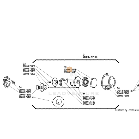 Echo part A503000050 — IPL diagram snippet (6x zoom, amber highlight)