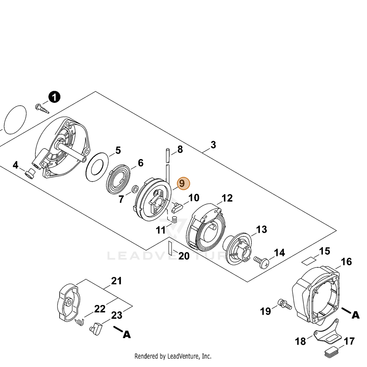 ECHO part A506000010 — IPL diagram snippet (6x zoom, amber highlight)