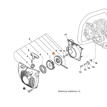 ECHO part A506000100 — IPL diagram snippet (6x zoom, amber highlight)