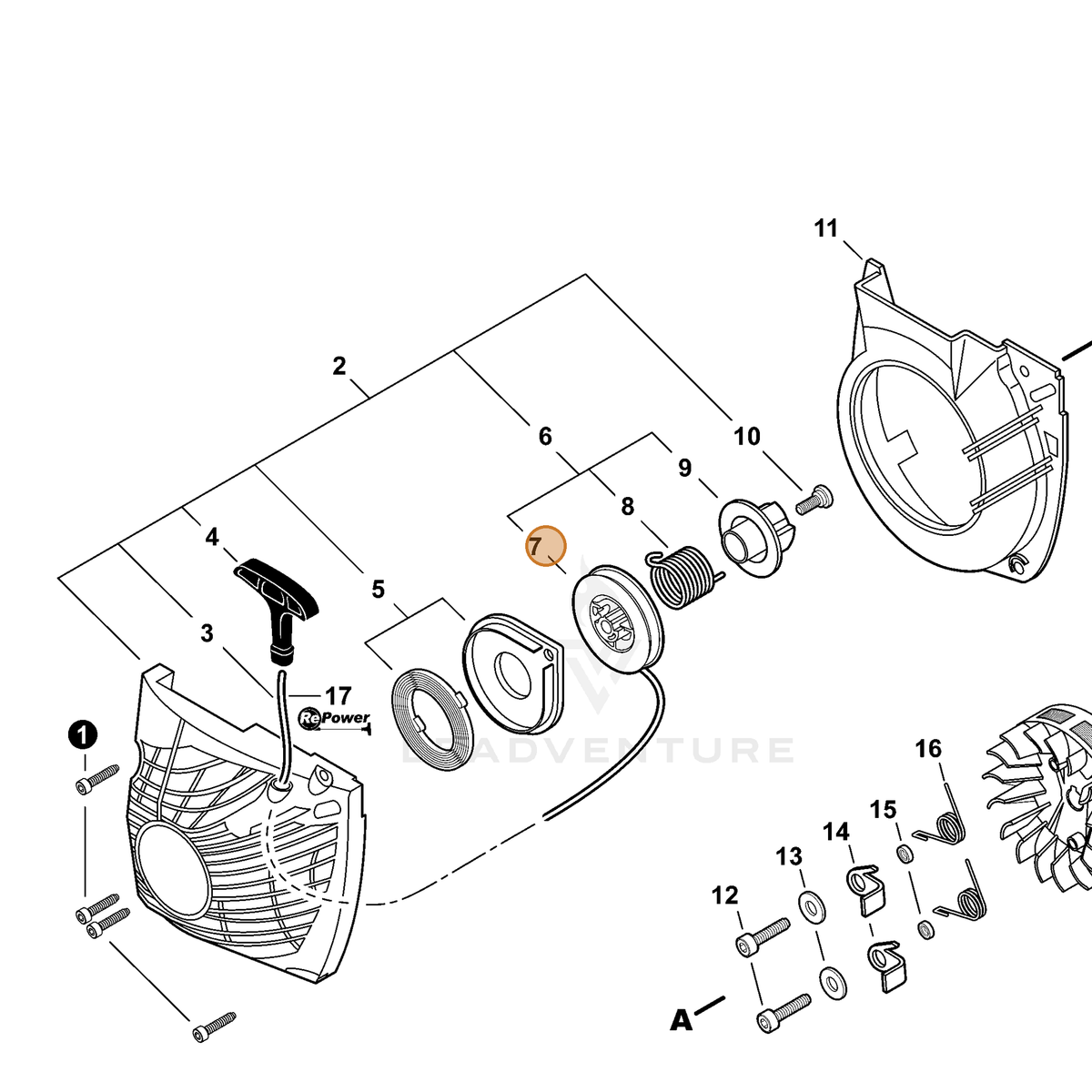 ECHO part A506000460 — IPL diagram snippet (6x zoom, amber highlight)