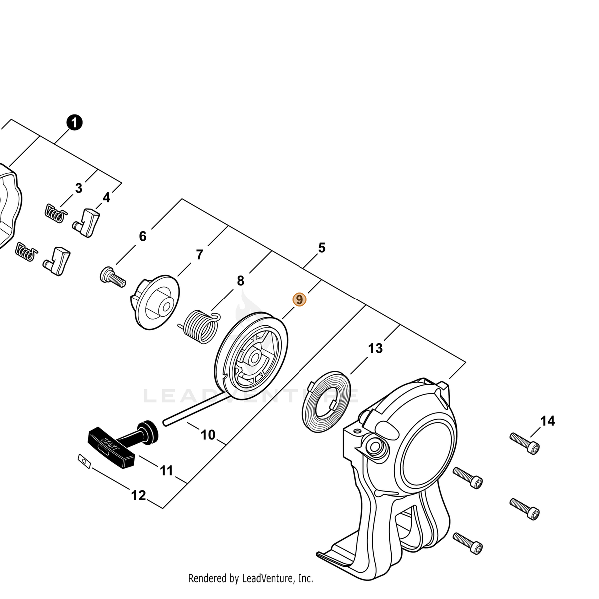 ECHO part A506000500 — IPL diagram snippet (6x zoom, amber highlight)