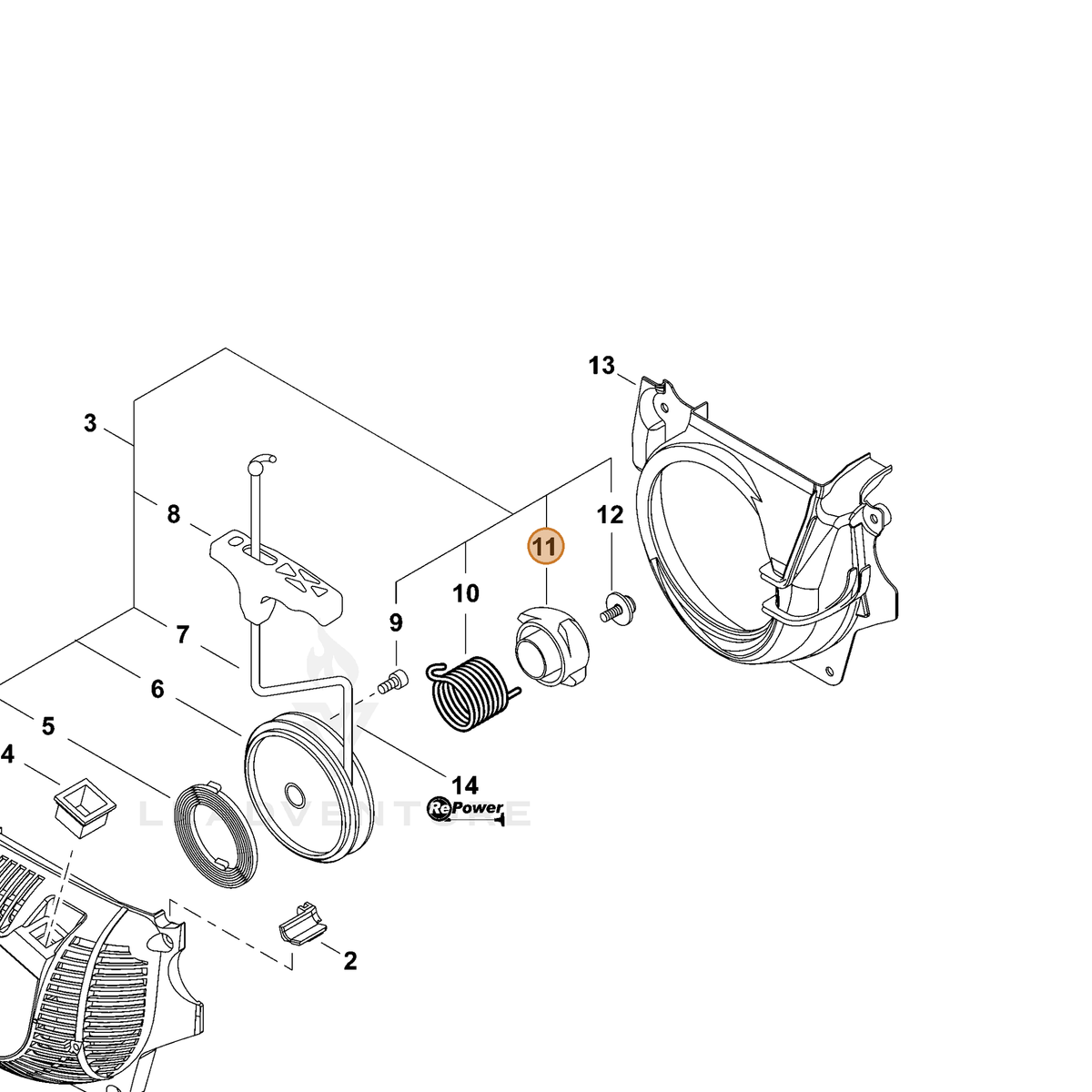 ECHO part A507000160 — IPL diagram snippet (6x zoom, amber highlight)