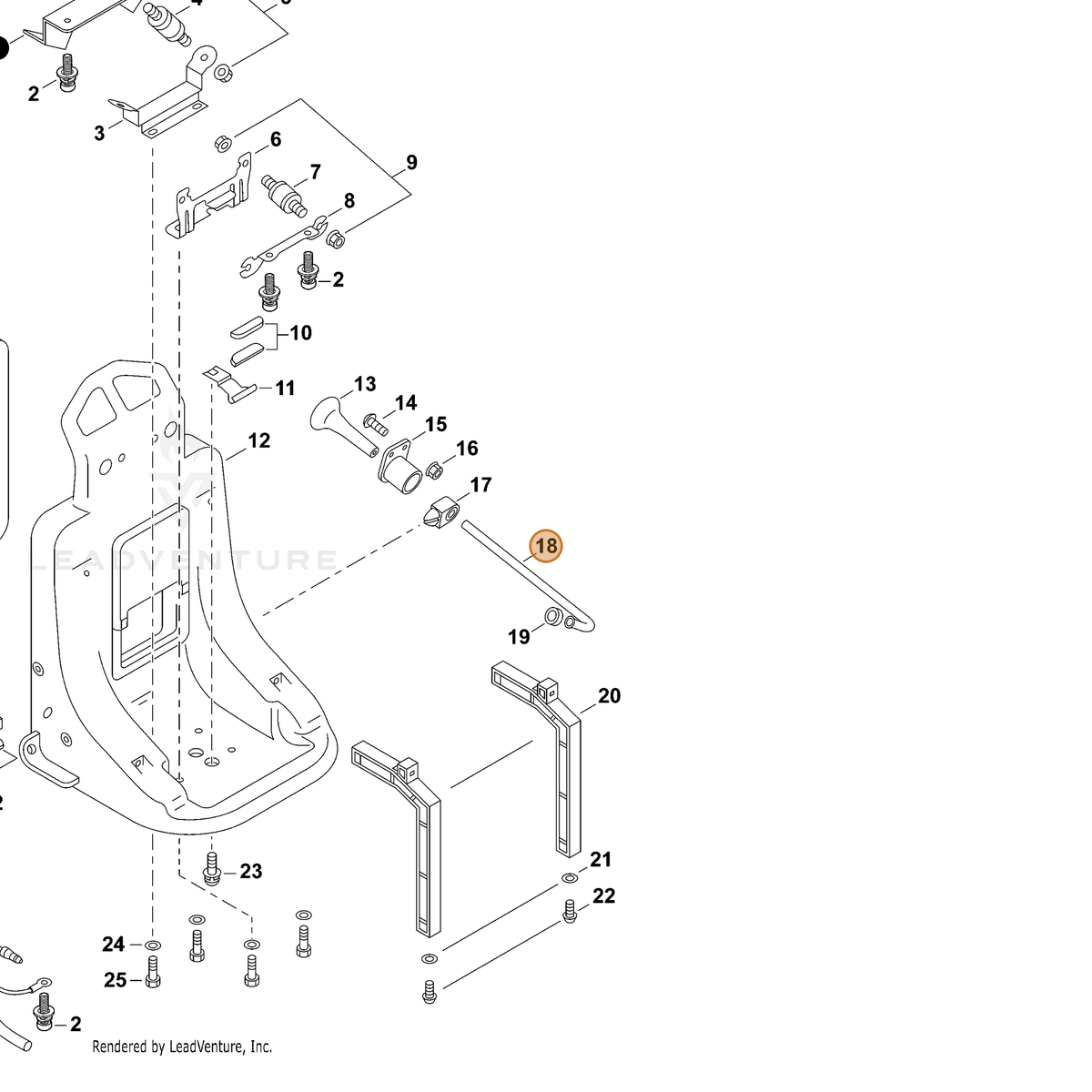ECHO part A510000010 — IPL diagram snippet (6x zoom, amber highlight)