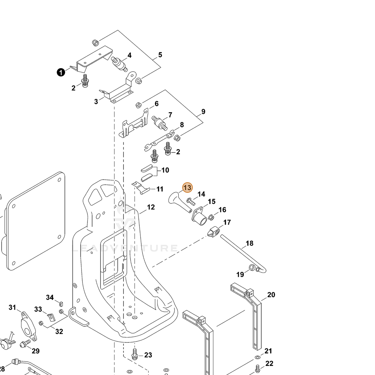ECHO part A511000020 — IPL diagram snippet (6x zoom, amber highlight)
