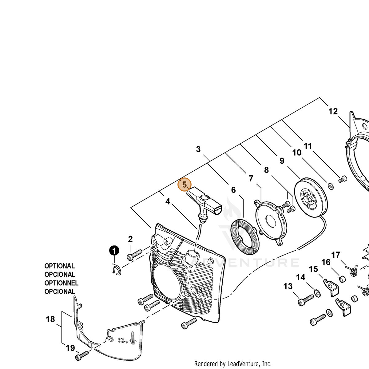 ECHO part A511000300 — IPL diagram snippet (6x zoom, amber highlight)