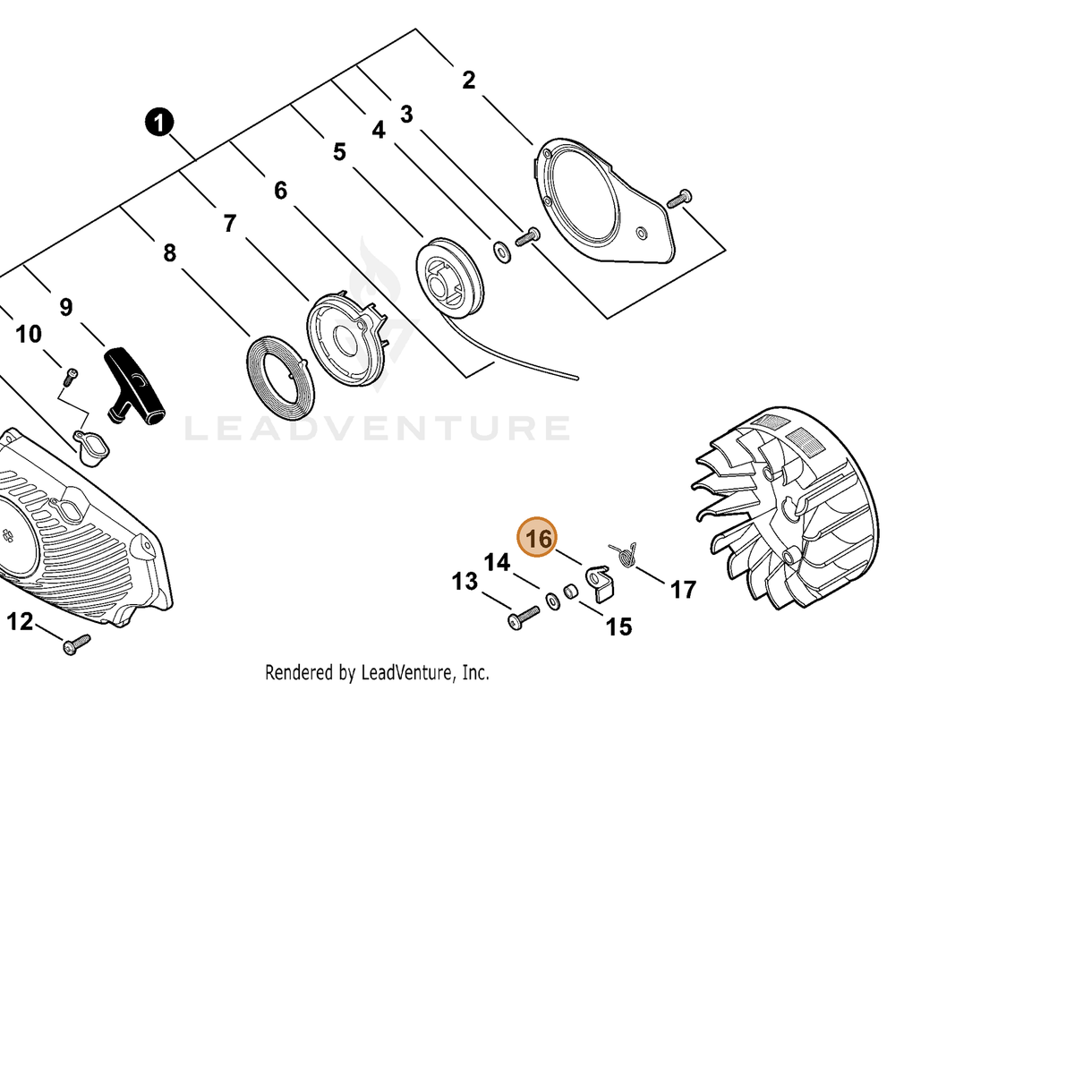 ECHO part A514000020 — IPL diagram snippet (6x zoom, amber highlight)