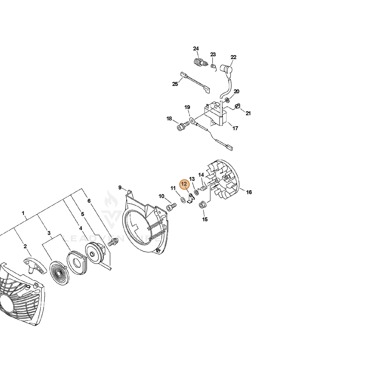 ECHO part A514000050 — IPL diagram snippet (6x zoom, amber highlight)