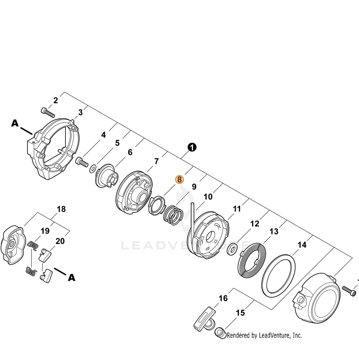 ECHO part A514000060 — IPL diagram snippet (6x zoom, amber highlight)