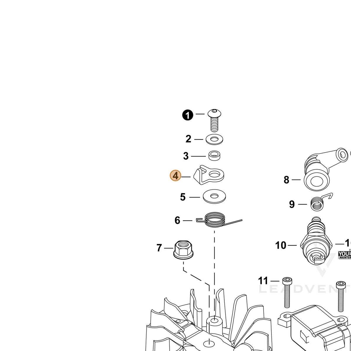 ECHO part A514000260 — IPL diagram snippet (6x zoom, amber highlight)