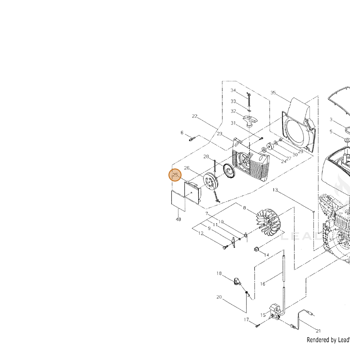 Echo part A519000050 — IPL diagram snippet (6x zoom, amber highlight)