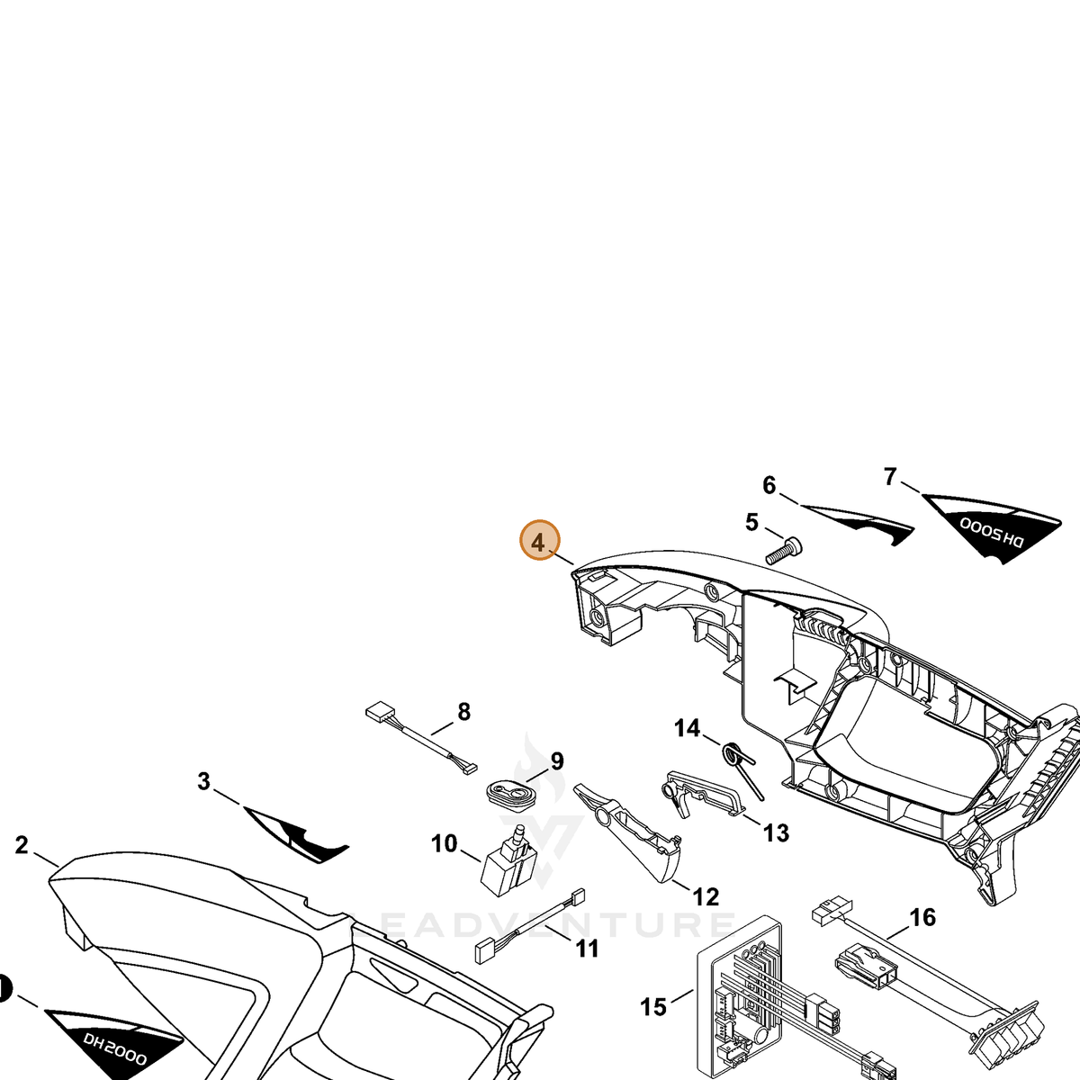 ECHO part A539000370 — IPL diagram snippet (6x zoom, amber highlight)