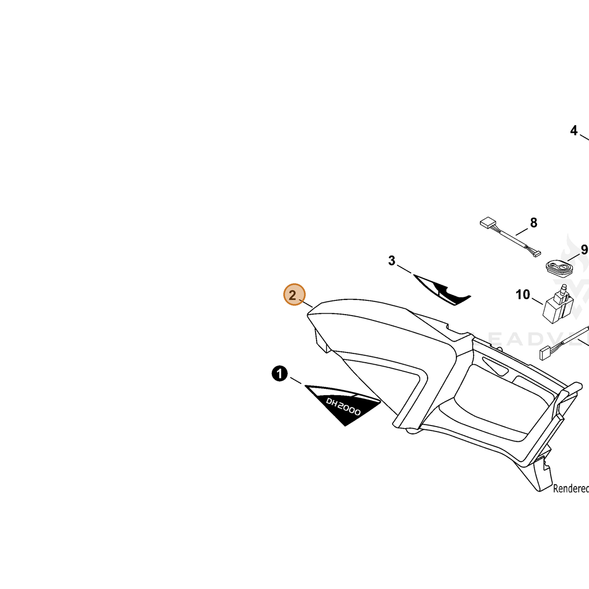 ECHO part A539000380 — IPL diagram snippet (6x zoom, amber highlight)