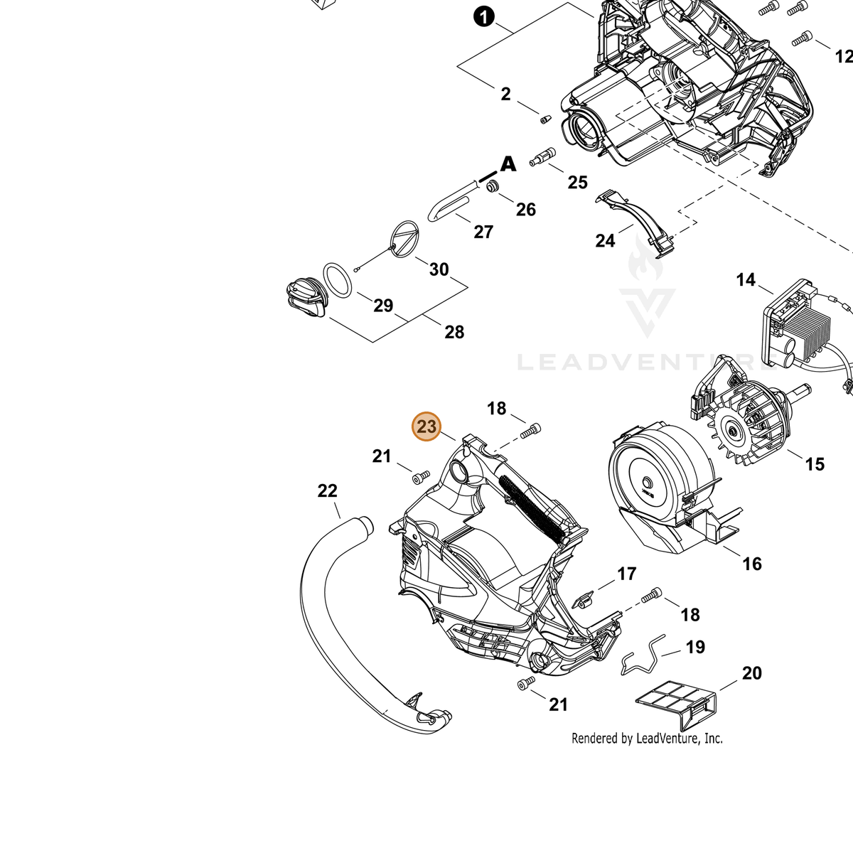 ECHO part A539000481 — IPL diagram snippet (6x zoom, amber highlight)