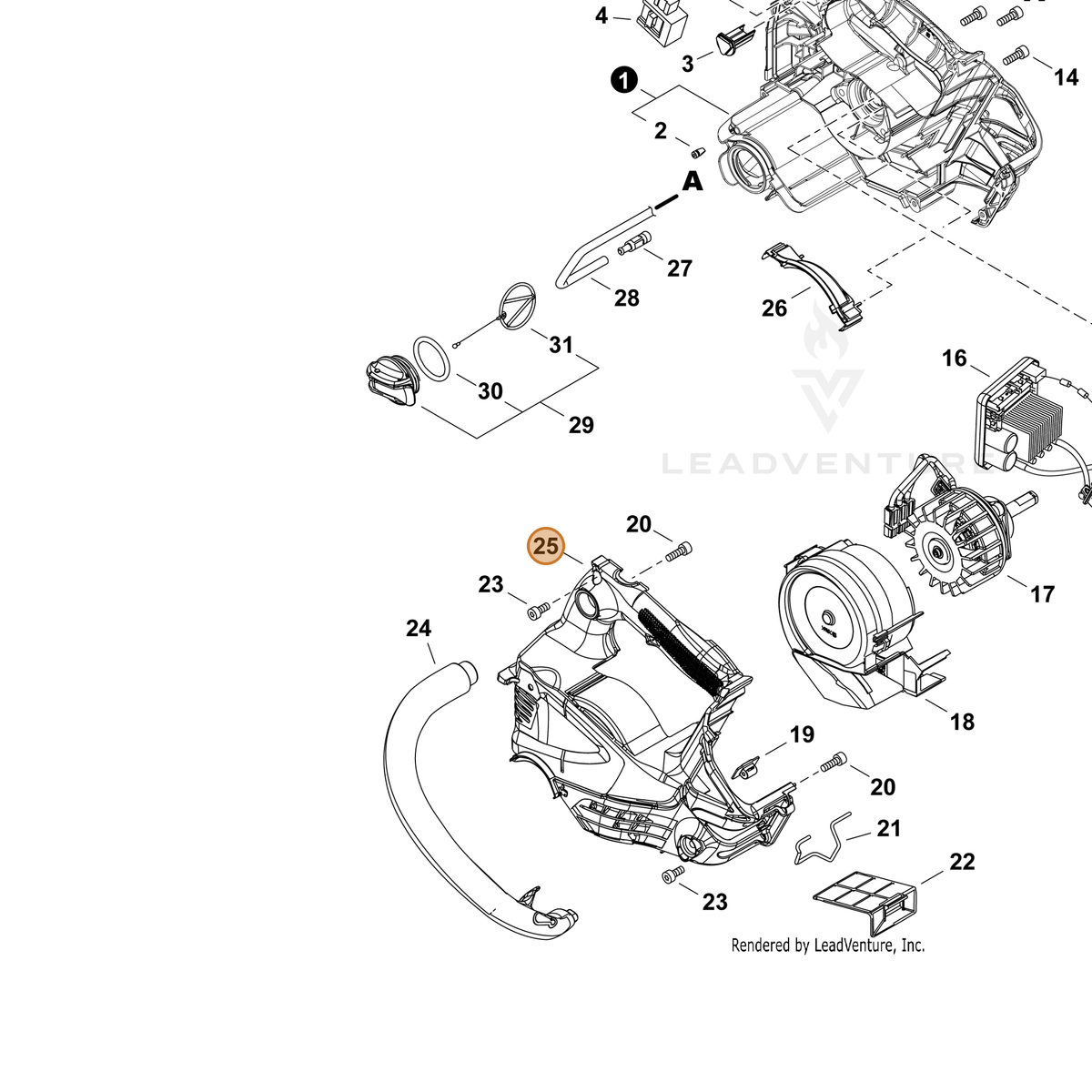 ECHO part A539000482 — IPL diagram snippet (6x zoom, amber highlight)
