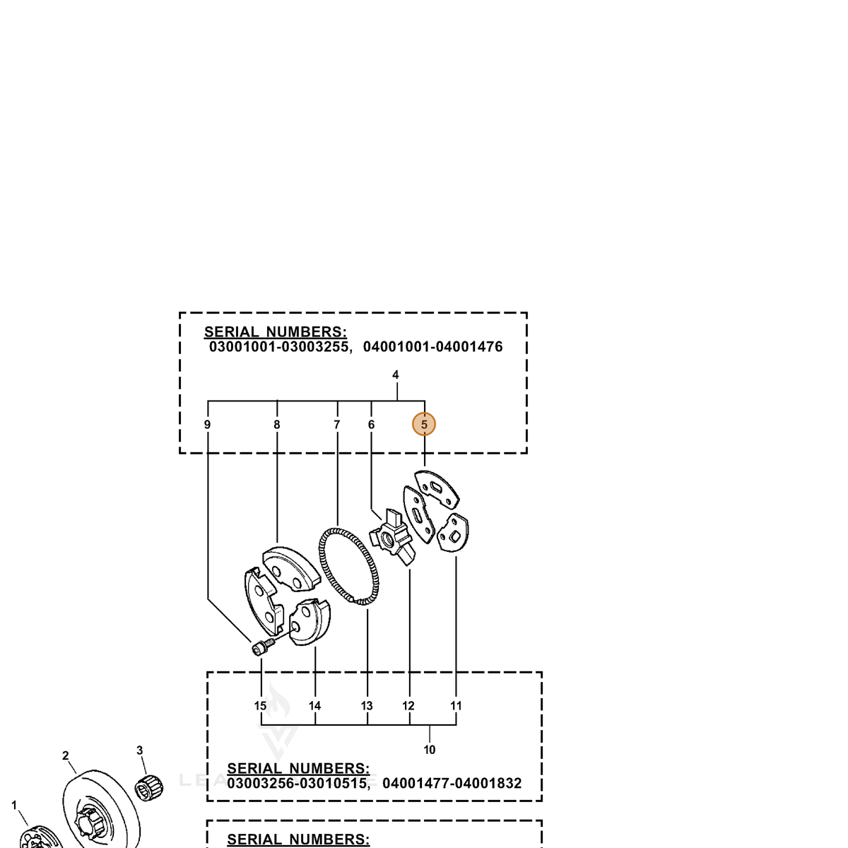 ECHO part A551000030 — IPL diagram snippet (6x zoom, amber highlight)