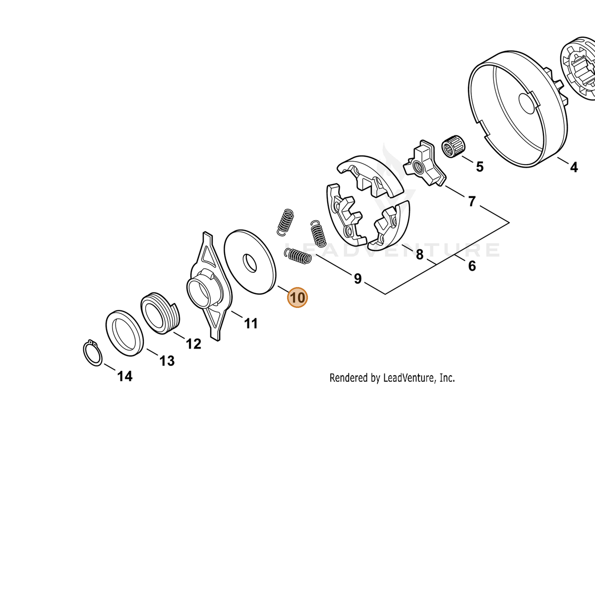 ECHO part A551000110 — IPL diagram snippet (6x zoom, amber highlight)