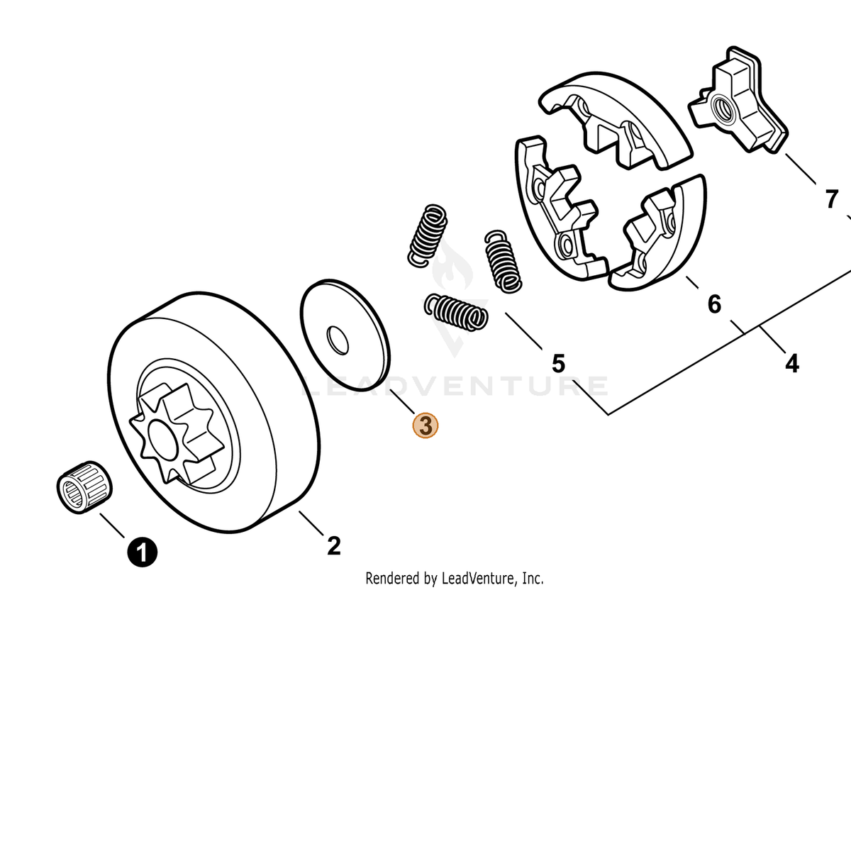 ECHO part A551000170 — IPL diagram snippet (6x zoom, amber highlight)