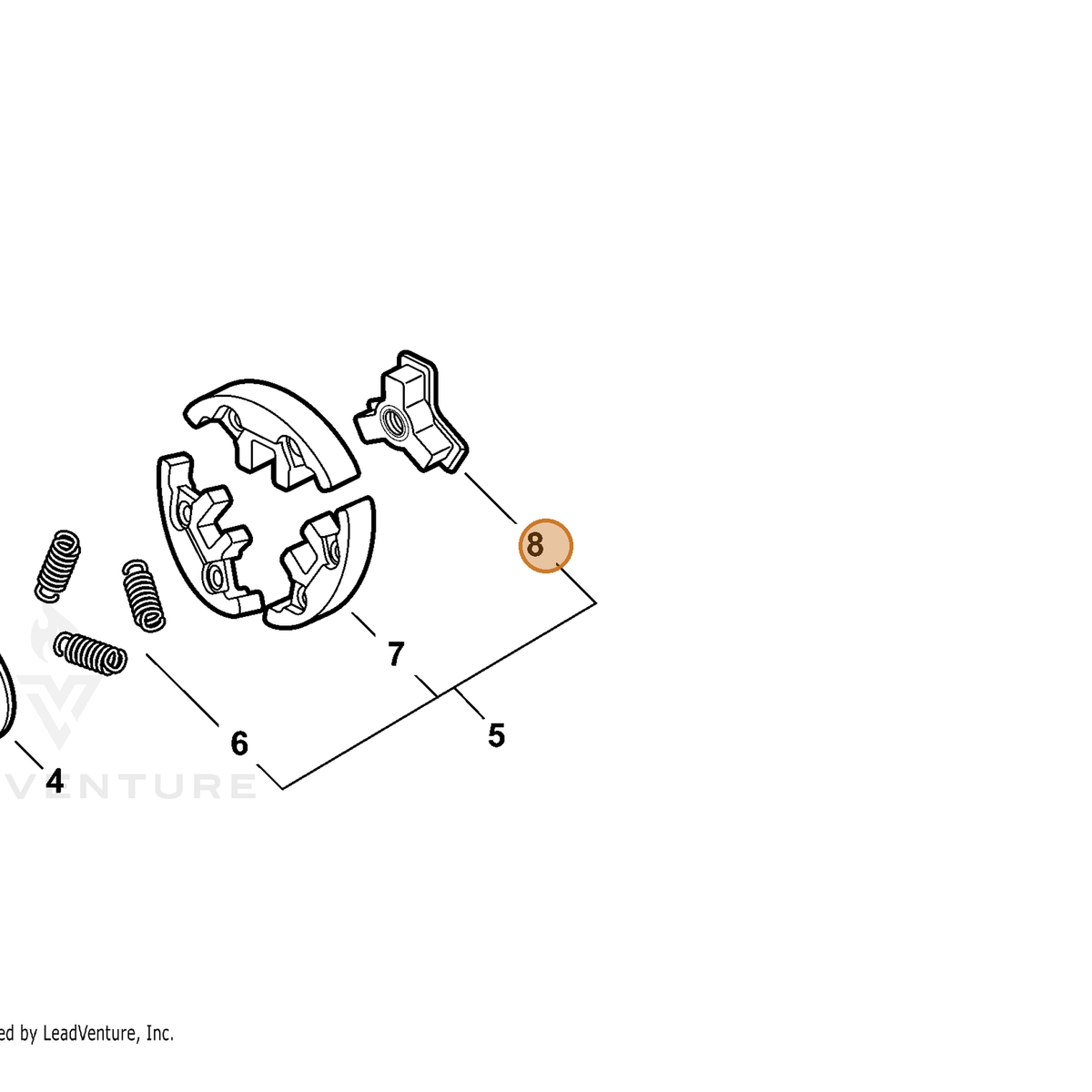 ECHO part A552000070 — IPL diagram snippet (6x zoom, amber highlight)