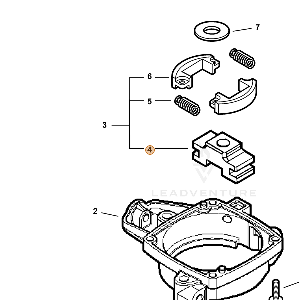 ECHO part A552000080 — IPL diagram snippet (6x zoom, amber highlight)