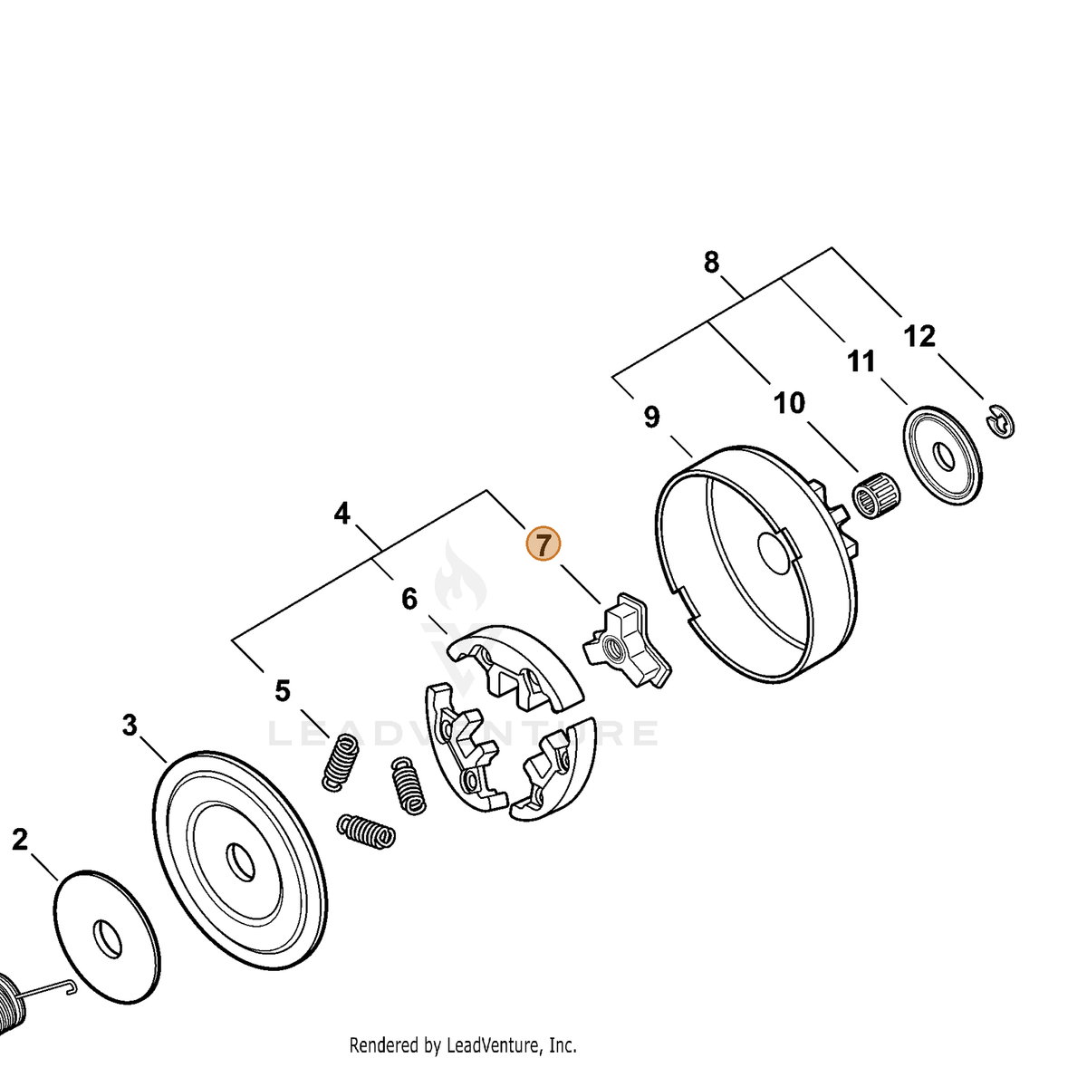 ECHO part A552000100 — IPL diagram snippet (6x zoom, amber highlight)