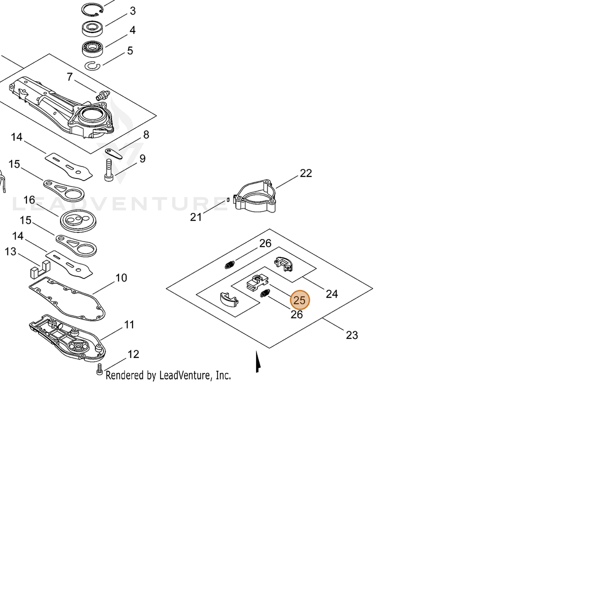 ECHO part A552000400 — IPL diagram snippet (6x zoom, amber highlight)