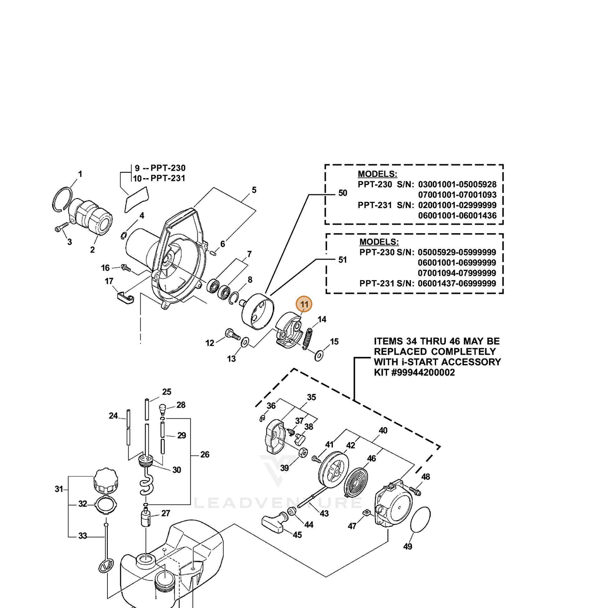 ECHO part A553000200 — IPL diagram snippet (6x zoom, amber highlight)