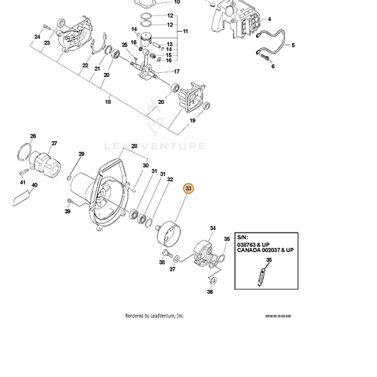 Echo part A556000050 — IPL diagram snippet (6x zoom, amber highlight)