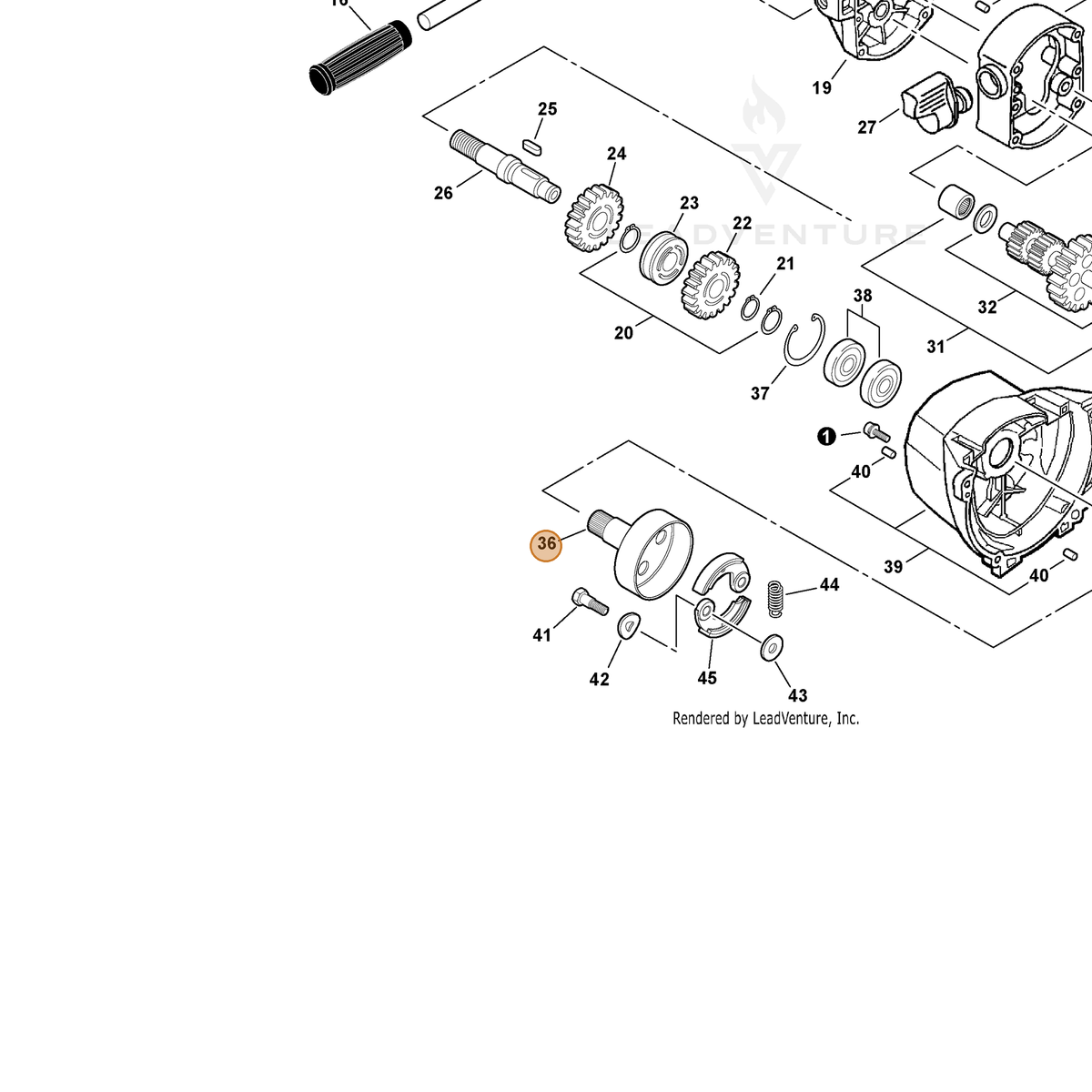ECHO part A556000250 — IPL diagram snippet (6x zoom, amber highlight)