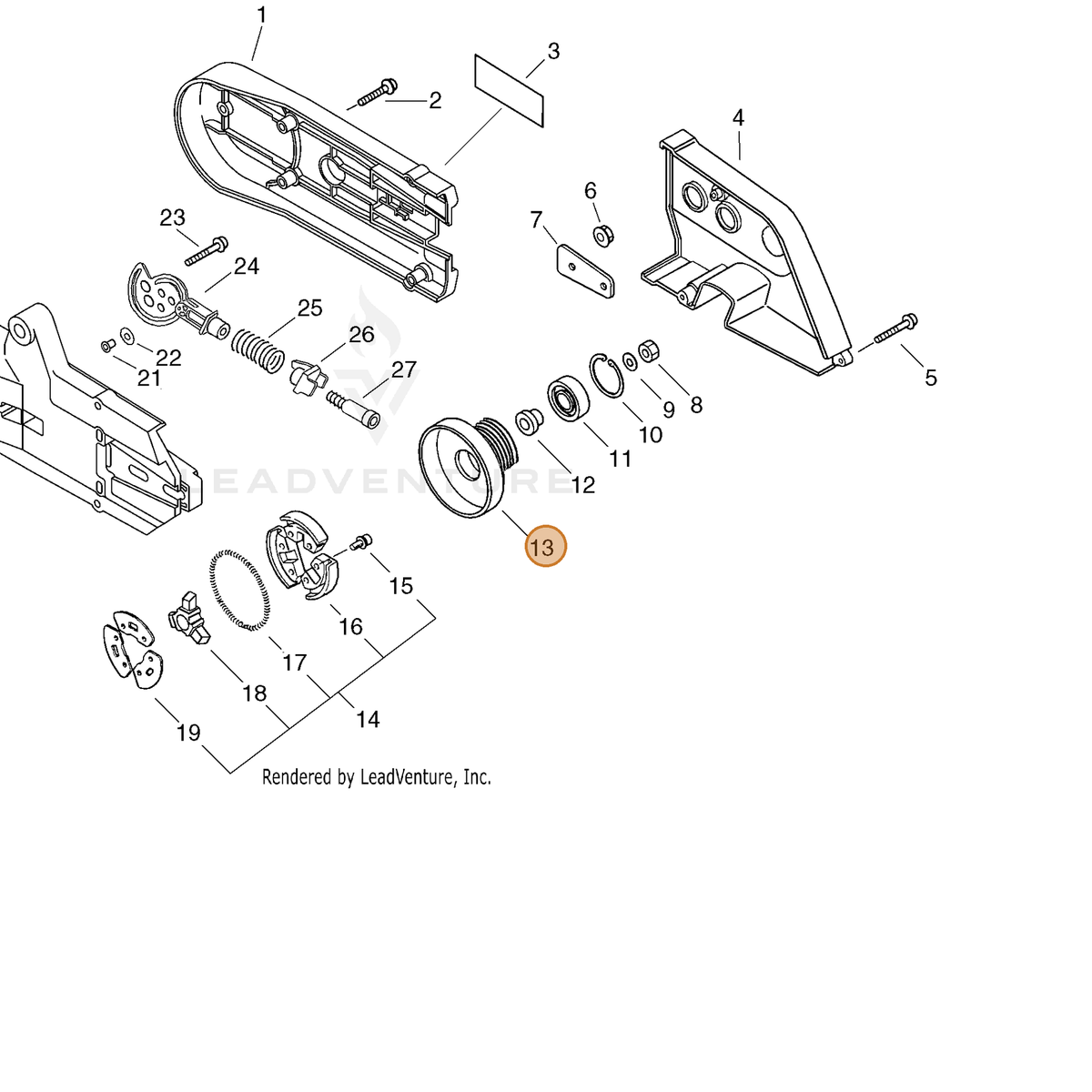 ECHO part A556000310 — IPL diagram snippet (6x zoom, amber highlight)