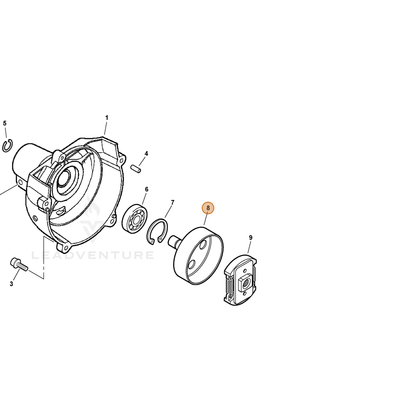 ECHO part A556000370 — IPL diagram snippet (6x zoom, amber highlight)
