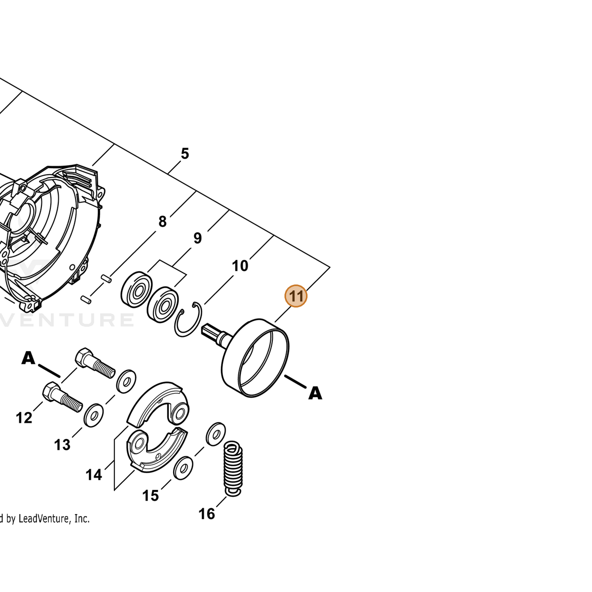 ECHO part A556000390 — IPL diagram snippet (6x zoom, amber highlight)