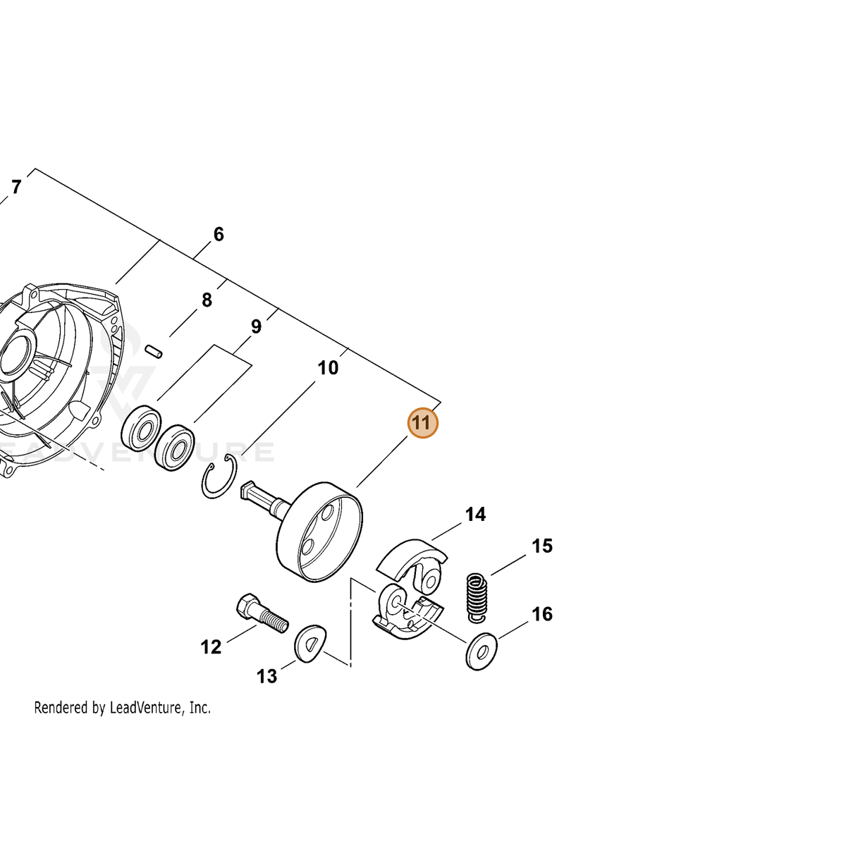 ECHO part A556000430 — IPL diagram snippet (6x zoom, amber highlight)