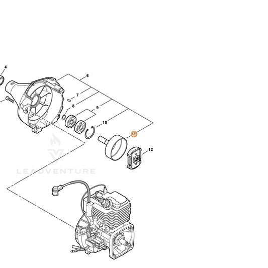 Echo part A556000590 — IPL diagram snippet (6x zoom, amber highlight)