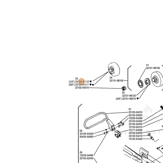 Echo part A556001000 — IPL diagram snippet (6x zoom, amber highlight)