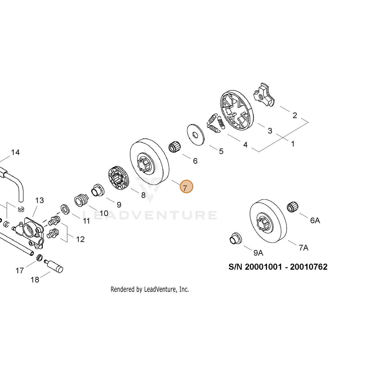 ECHO part A556001270 — IPL diagram snippet (6x zoom, amber highlight)