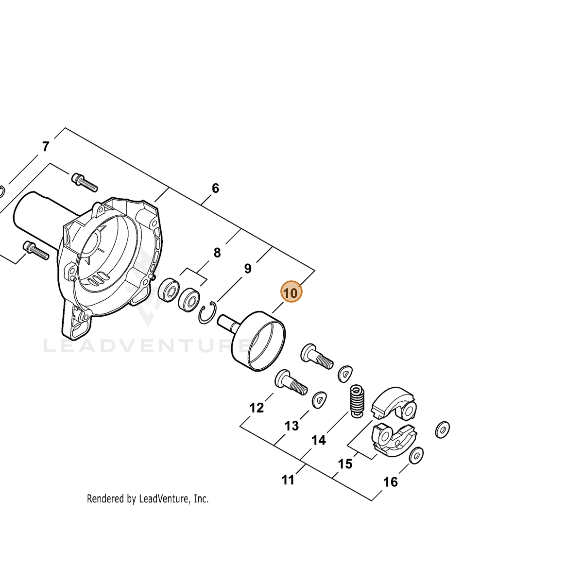 ECHO part A556001300 — IPL diagram snippet (6x zoom, amber highlight)