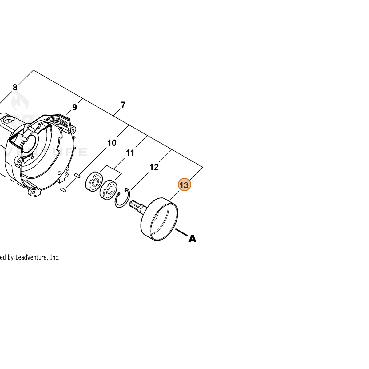 ECHO part A556001320 — IPL diagram snippet (6x zoom, amber highlight)