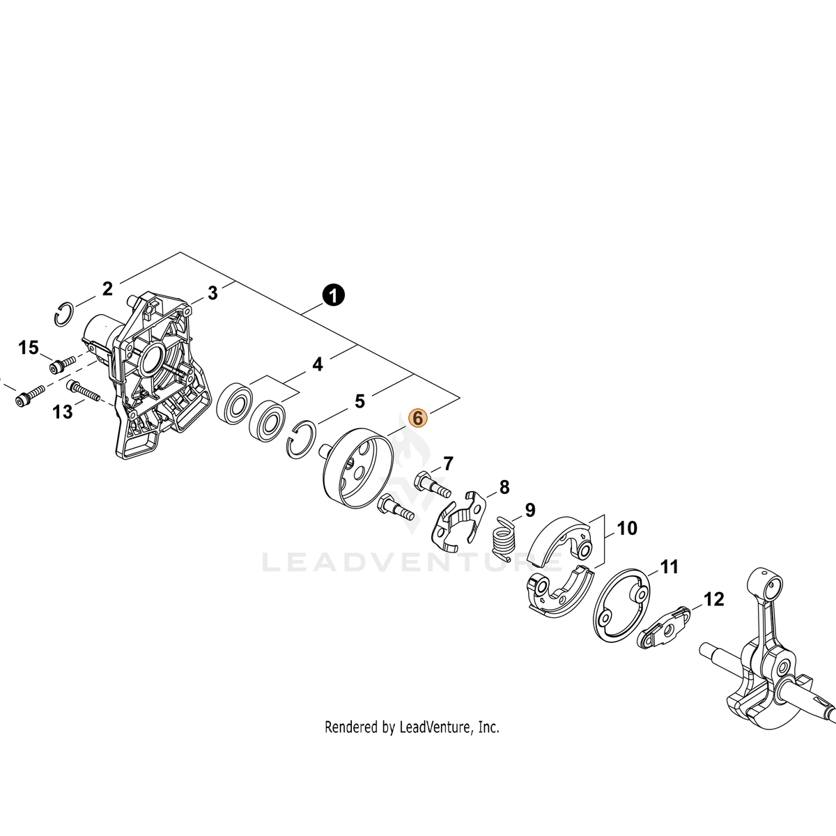 ECHO part A556001540 — IPL diagram snippet (6x zoom, amber highlight)