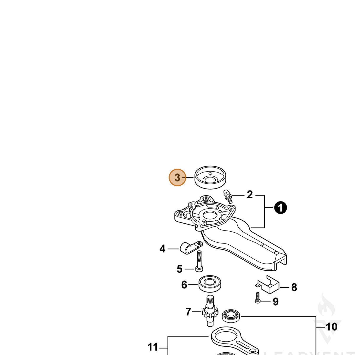 ECHO part A556001700 — IPL diagram snippet (6x zoom, amber highlight)