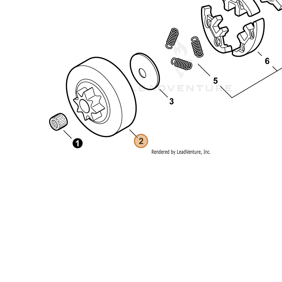 ECHO part A556001720 — IPL diagram snippet (6x zoom, amber highlight)